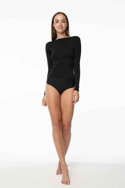 Julimex Schwarzes Elastisches Langarmshirt SIMPLE LONGSLEEVE – AVÉLIE Lingerie