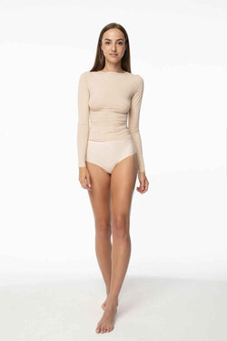 Julimex Beiges Elastisches Langarmshirt SIMPLE LONGSLEEVE – AVÉLIE Lingerie