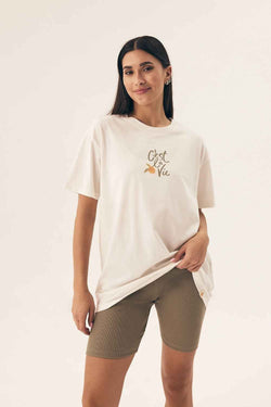 Henderson Beiger Baumwoll-Pyjama mit Kurzarm-Shirt und Leggings-Shorts – AVÉLIE Lingerie