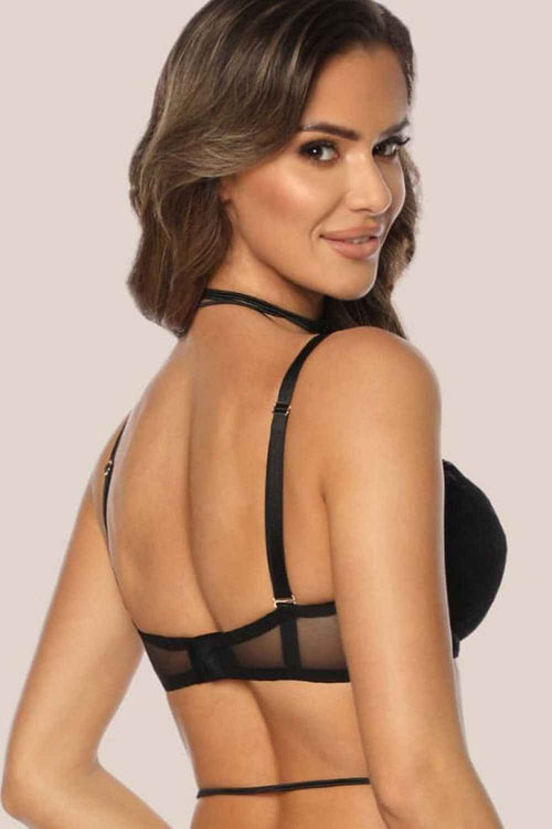 Kinga Double-Push-up-BH „Rochelle“ PU-1036 mit abnehmbarem Choker – Luxus-Schwarz