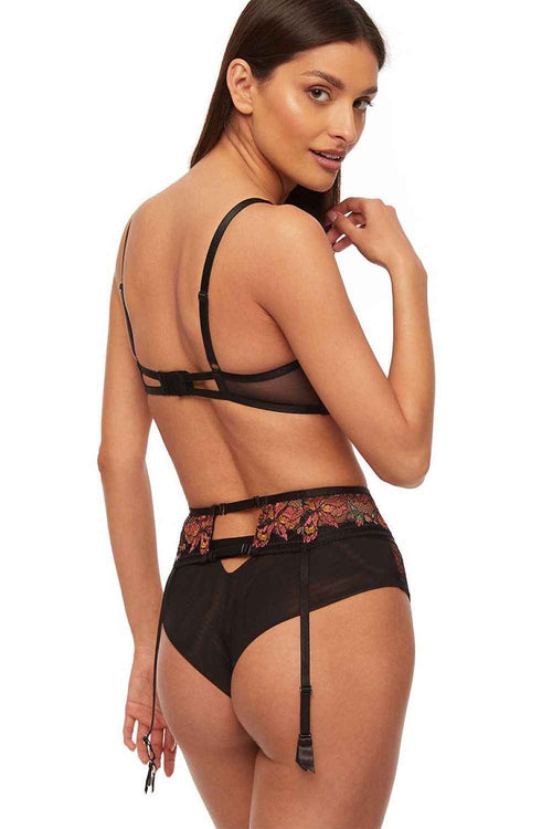 Kinga Ungepolsterter Soft-BH „Autumn Bloom“ mit edler Multicolor-Stickerei – Schwarz/Kupfer/Rosé
