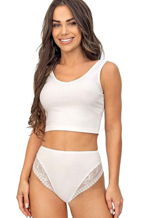 Donna High-Waist-Slip „Elegance Plus“ aus Premium-Viskose mit edler Spitze – Kristallweiß
