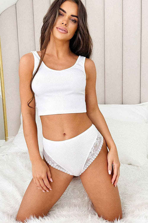 Donna High-Waist-Slip „Elegance Plus“ aus Premium-Viskose mit edler Spitze – Kristallweiß