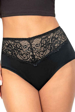 Donna High-Waist-Slip „Comfort 243“ aus soften Naturfasern mit edler Spitze – Elegantes Schwarz