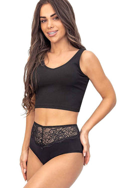 Donna High-Waist-Slip „Comfort 243“ aus soften Naturfasern mit edler Spitze – Elegantes Schwarz