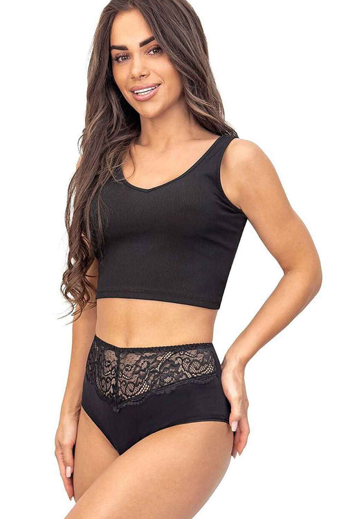 Donna High-Waist-Slip „Comfort 243“ aus soften Naturfasern mit edler Spitze – Elegantes Schwarz