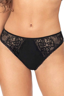 Donna Baumwoll-Slip „Elegance 218“ mit floraler Spitze – Edles Schwarz