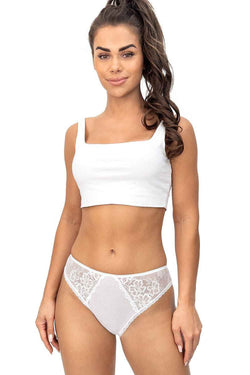 Donna Baumwoll-Slip „Elegance 218“ mit floraler Spitze – Kristallweiß
