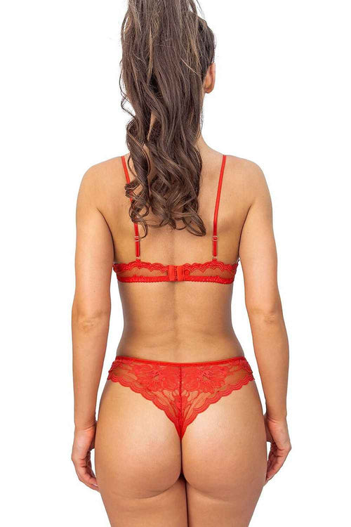 Donna Spitzen-Brazilian-Slip „Seduction“ aus Premium-Viskose – Feuriges Rot