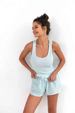 Sensis Khakigrünes Geripptes Baumwoll-T-Shirt im Boxer-Schnitt – AVÉLIE Lingerie