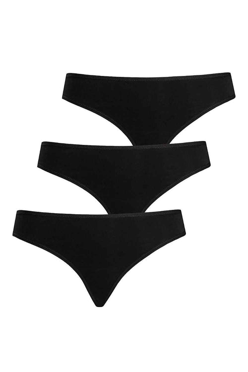 Teyli 3er-Pack Bambus-Tangas „Eco Comfort“ – Tiefes Midnight-Schwarz